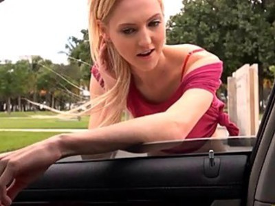 Big natural tits blondie teen Mila Evans drilled in the car